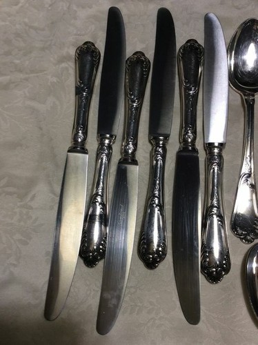 SAMBONET LAURIER servizio da 6 alpacca superargentata 18 PEZZI silver plate - Foto 7 di 8