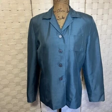 Travis Ayers Silk Blazer Jacket Career Business Interview Blue Size 12