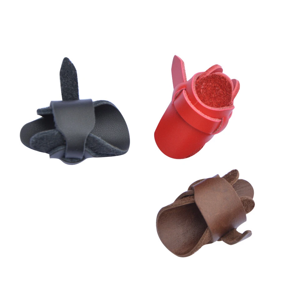 Archery Leather Thumb Ring Finger Guard Tab Glove Bow Shooting Protector Gear - Image 2 of 4