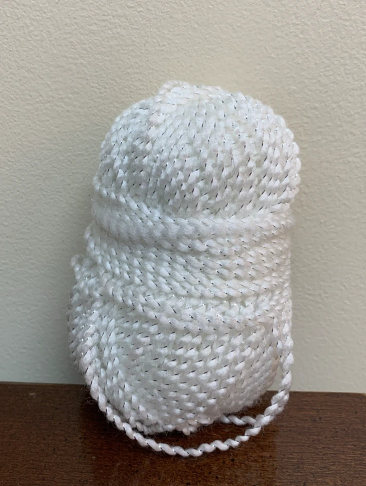 Partial 1.1 oz Skein Herrschners Yarn Holiday Victorian Christmas White Silver - Image 2 of 3