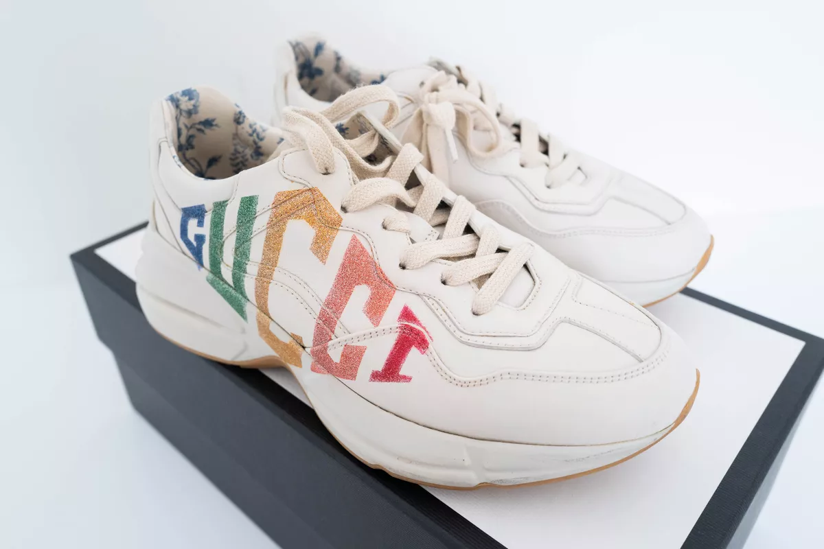 Shop Gucci Rhyton Mixed Media Sneakers