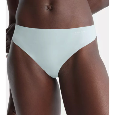 Calvin Klein Underwear Womens Blue Seamless Tagless Invisibles Thong Panty Large