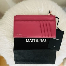 Matt & Nat Loom Vegan Leather Wallet, Clutch. Zip Top, Purple/Pink, Mauve NWT