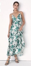 NWT Lulu s Soiree Emerald Floral Print Satin Sleeveless Maxi Dress Sz S