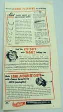 1949 Print Ad Bache Brown Airex Fishing Reels DeWitt Lures International Nickel
