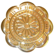 P2636 Fancy Flower Medallion Gold 60mm Flat Scalloped Round Metal Pendant 2pc