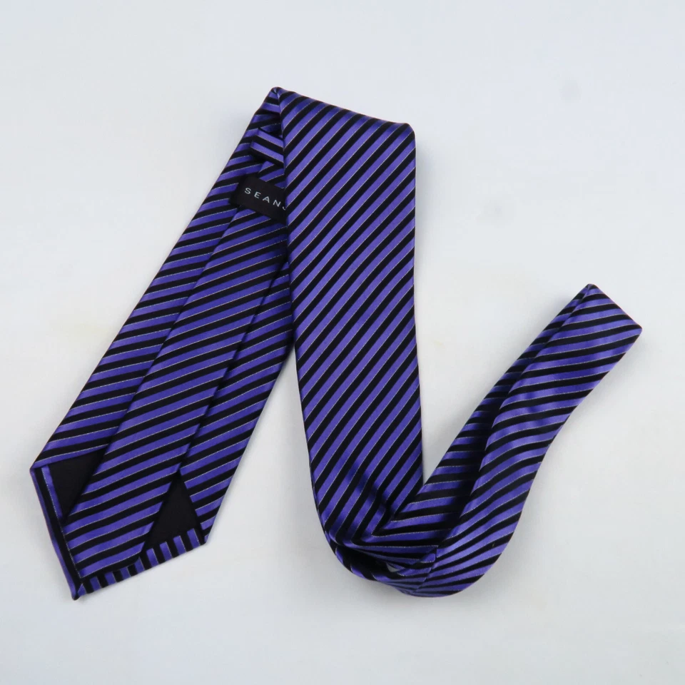 Corbata de cuello Sean John negra púrpura a rayas diagonales para hombre 58x3,5 moderna colorida Foto 4 de 4