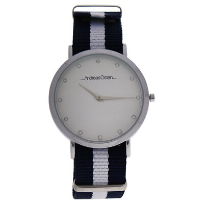 AO-21 - Silver/Blue & White Nylon Strap Watch for Women - 1 Pc