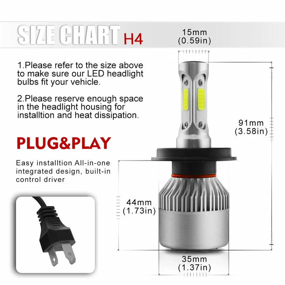 LED Headlight Bulbs 6000K Conversion Kit for Nissan UD 1800 2000 2300 2600 3300 - Image 2 of 4