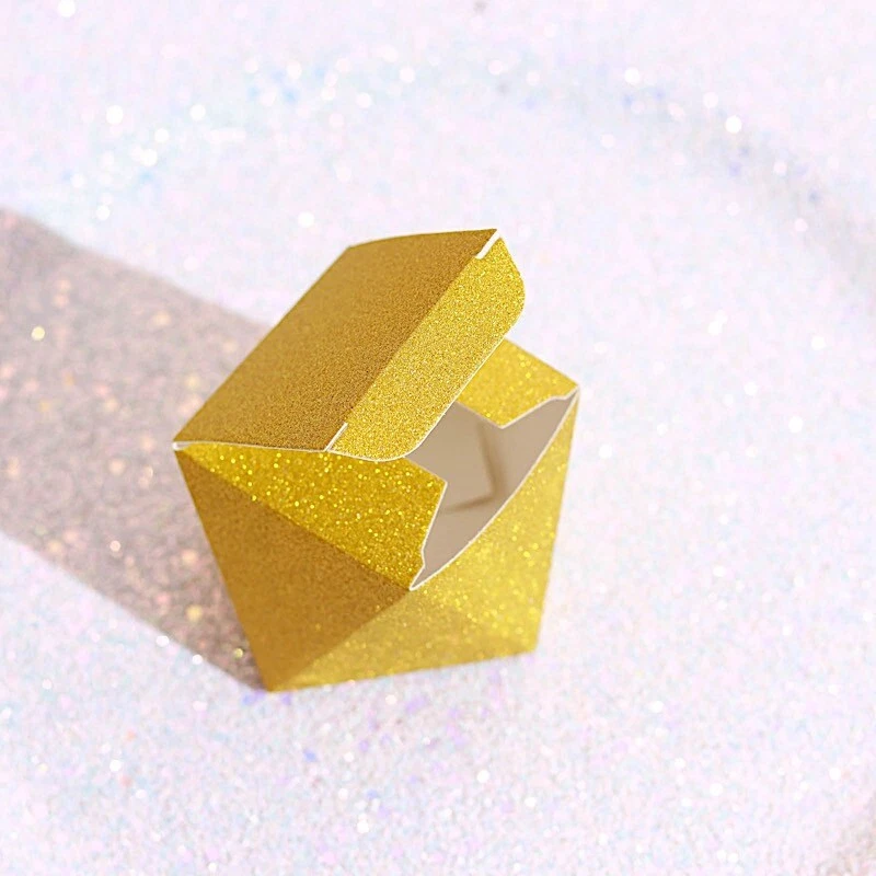25 GOLD 3" Glittered Geometric FAVOR BOXES Gift Holders Party Events Decorations - Image 3 of 4