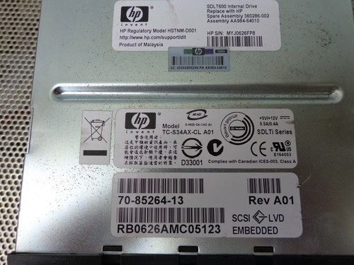 HP 360286-002 AA984-64010 SDLT 600 Bandlaufwerk TC-S34AX-CL LVD SDLT600 intern - Bild 3 von 3