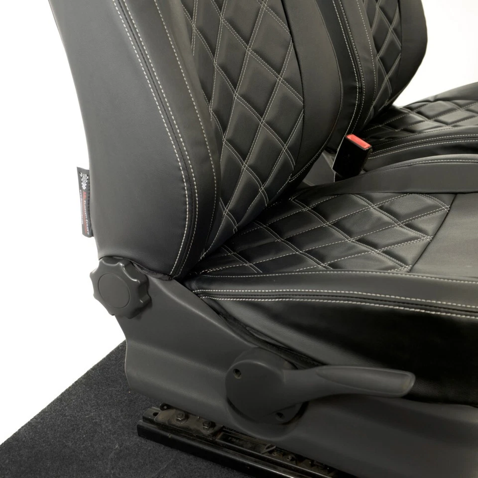 VW CADDY FRONT SEAT COVERS LEATHERETTE WITH 'CADDY' EMBROIDERY (2004-2020) 852 - Image 3 of 4