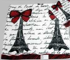 Kassafina Paris Eiffel Tower Bows Script Bold Red Black White Velour BATH TOWEL
