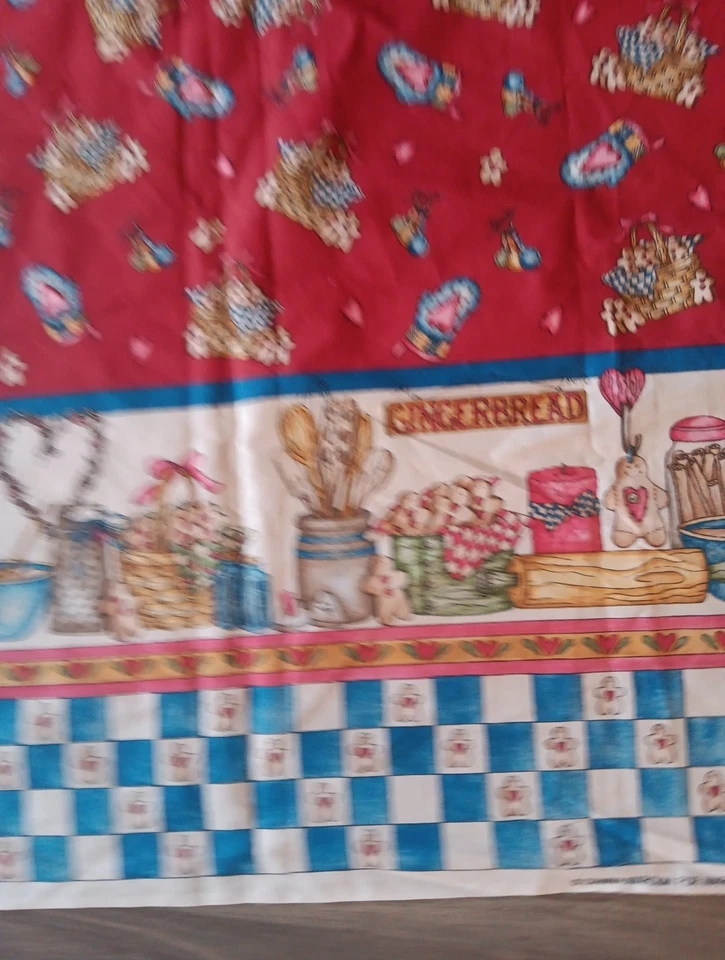 Tela de algodón vintage con borde de pan de jengibre Dianna Marcum Marcus Brothers 1 3/4 yardas Foto 3 de 4