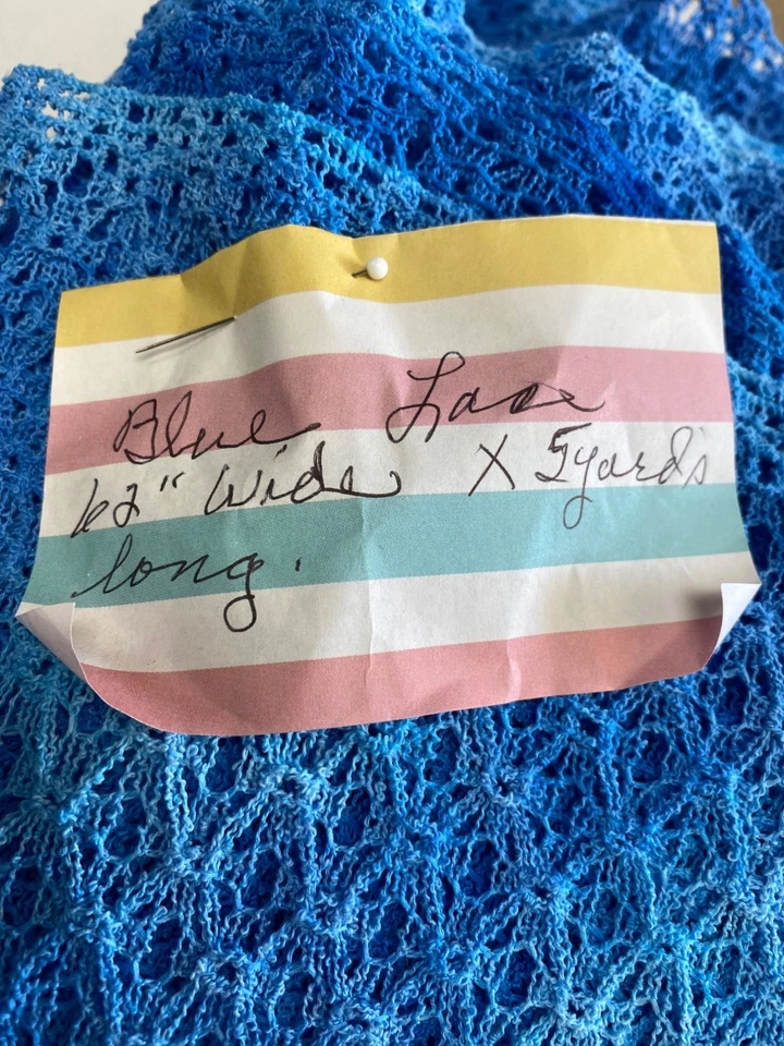 Tela Vintage 5 Yardas Tejido Crochet Encaje Look Azul Degradado Foto 2 de 4