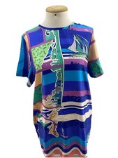 S51 Emilio Pucci Dress XL Multicolor Nautical Map Print