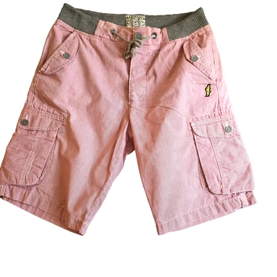 Brookhaven Cargo Shorts Mens Medium W32 Elasticated Leg 22 Pink Stripe Surf - Image 1 of 4