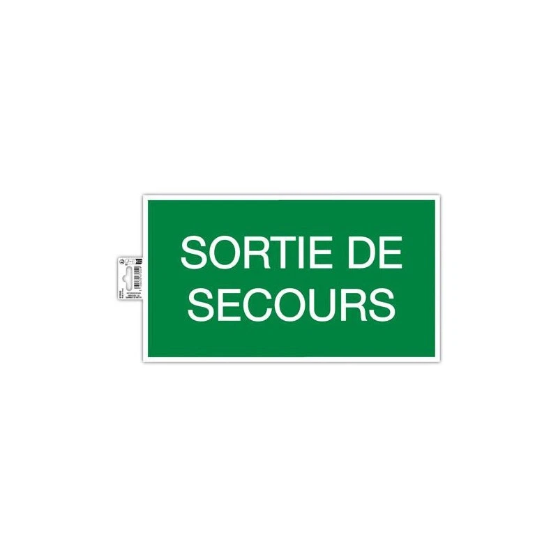 Panneau adhésif - Sortie de secours - 35x20cm - Vert/blanc - PVC - Signalétique - Photo 1/2