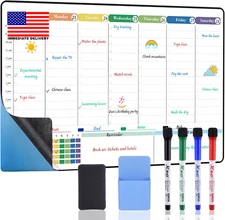 Dry Erase Board Weekly Calendar Whiteboard for Wall & Fridge(Any Smooth Surface)