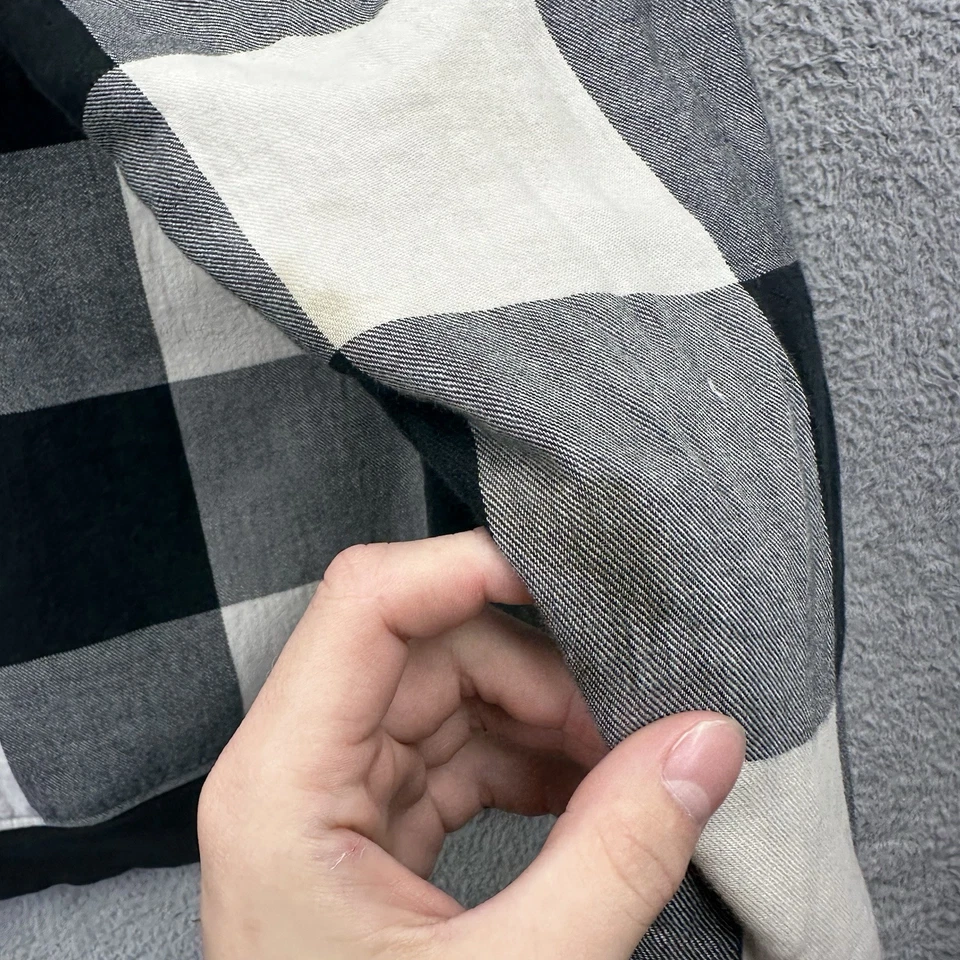 VTG Y2K DC Skate Shoes Mens L Striped Sherpa Lined Hoodie Full Zip Gray Black - Image 4 of 4