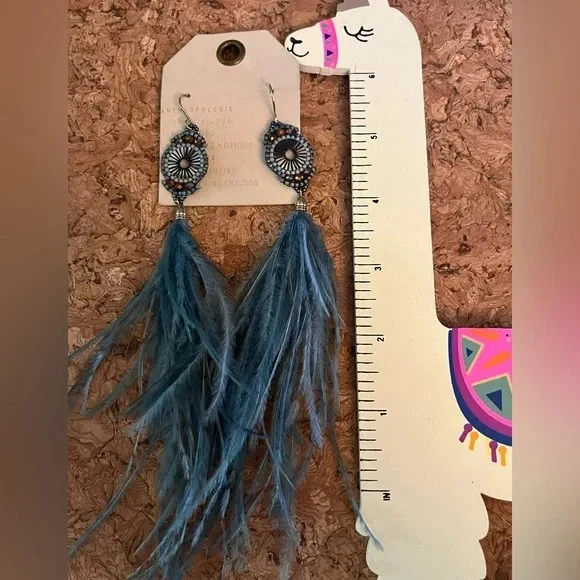 Pendientes de pluma azul Anthropologie Foto 3 de 4