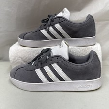 Adidas VL Court 2.0 Youth Size 5 Gray Suede Very Lightly Used B75692