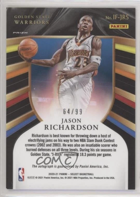 2020-21 Select In Flight Signatures Neon Green Prizm /99 Jason Richardson Auto - Image 2 of 2