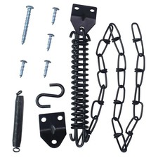 1 Black Zinc Storm Door Chain Lock Safety Zipper and Spring to Prevent Storm ...