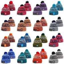 Unisex Adults Football Cuffed Knit Hat With Pom Fleece lined 25L