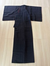 Boro Japanese Kimono Aged Textile Robe Black Gray Patterned Fabric Japan