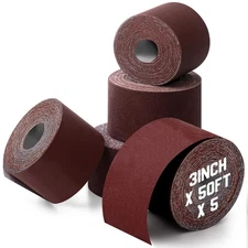 5 Rolls 3" Wide Emery Cloth Roll Abrasive Sandpaper Assortment Pack 80 150 24...