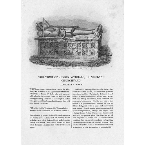 Tomb of Jenkin Wyrhale in Newland Churchyard Gloucestershire - Antique Print 181