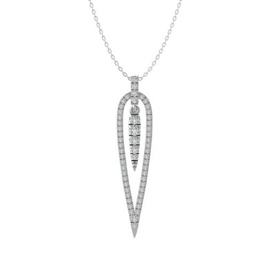 0.325Ct Natural Diamond Sterling Silver Pendant Necklace 18'' Silver Chain