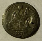 1875 Seated Liberty Silver Dime - 90% Silver - Holed - As Is