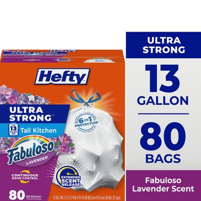 Hefty Ultra Strong 13 Gallon Fabuloso Lavender Scent, Tall Kitchen Trash Bags 