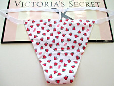 VICTORIA'S SECRET PINK No Show V-String Thong Panty White Watermelons S M L XL