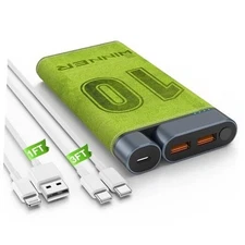 Portable Charger, Power Bank with Cords, 10000mAh/22.5W Battery Pack with USB 