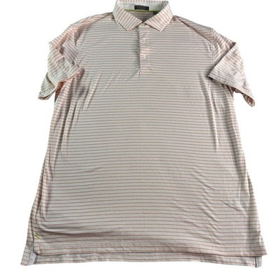 TASC Performance Men's sz Large Orange White Stripe Polo  Casual Short Sleeve