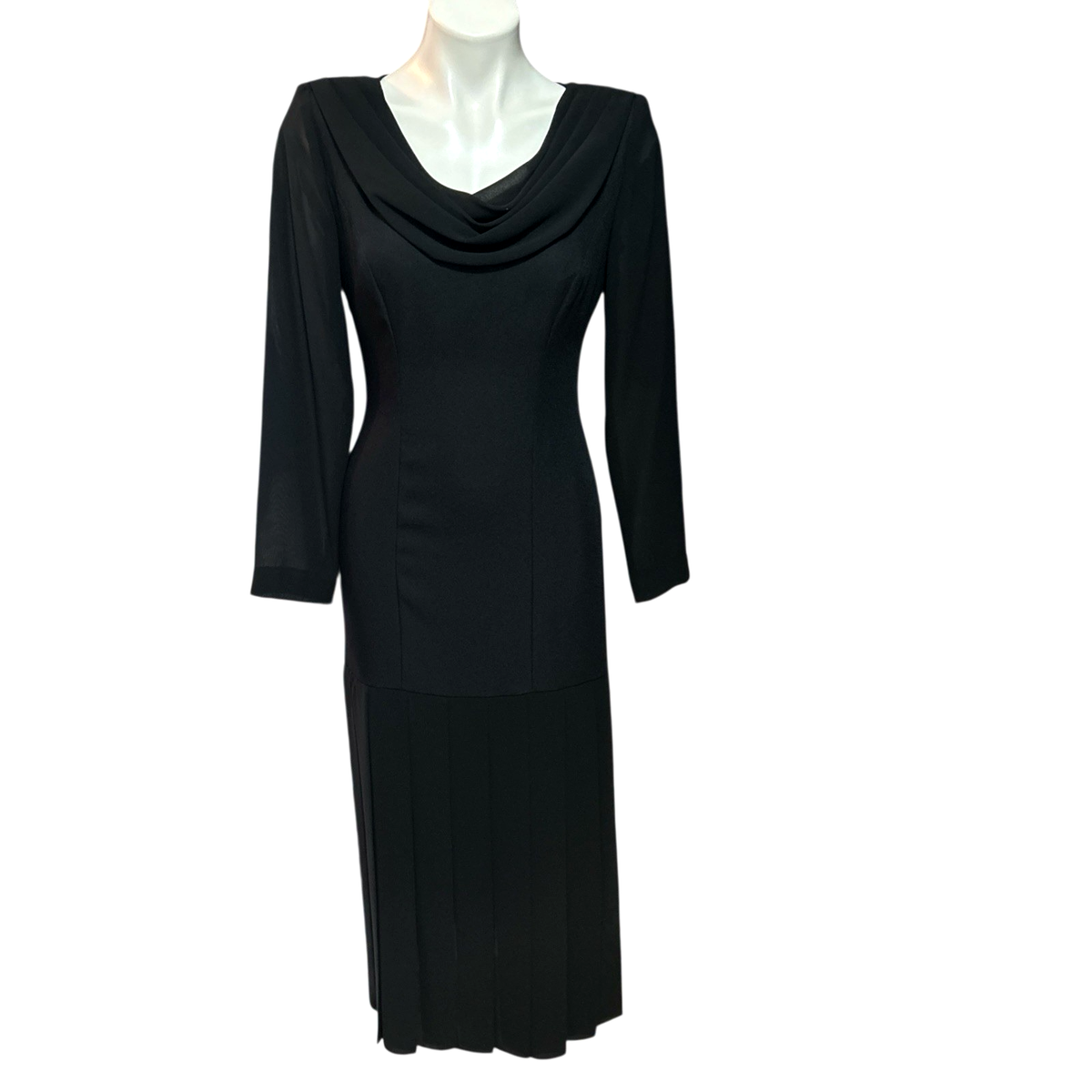 black drop waist dress long sleeve SANDRINE DROP WAIST DRESS-BLACK M