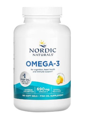 Nordic Naturals Omega-3 Zitrone 690 mg, 180 Weichkapseln