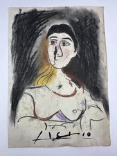 Pablo Picasso COA Art Painting Original Drawing Vintage Paper Signed