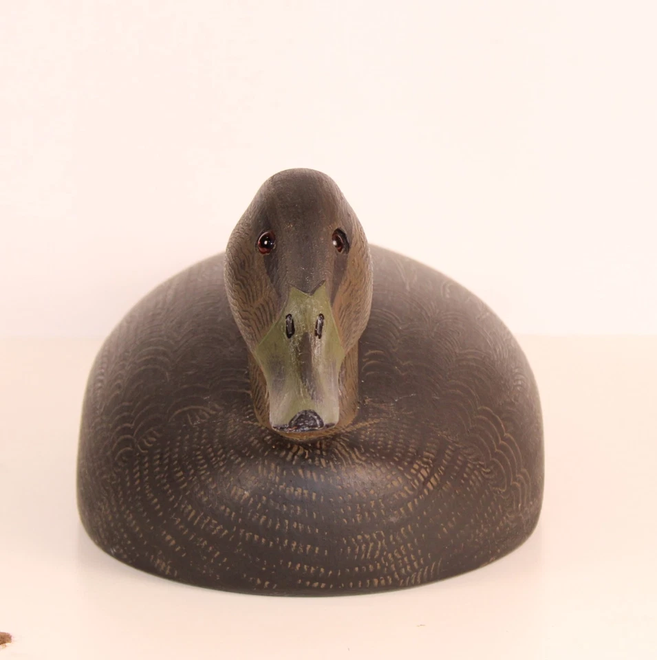 Isca vintage Ken Harris Woodville NY esculpida em madeira pato preto drake pintada à mão - Imagem 3 de 4