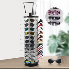 44-pair Glasses Sunglass Display Stand w/ Mirror 360° Rotating Sunglasses Holder