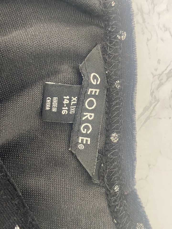 14-16 Niñas George Elegante Vestido de Terciopelo Negro Fiesta Plateado Brillo Lunares R Foto 4 de 4