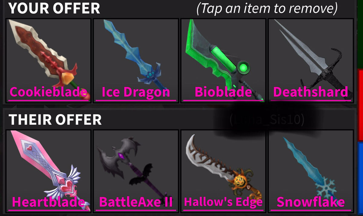 MM2V) I'm looking to trade battleaxe for snowflake and/or