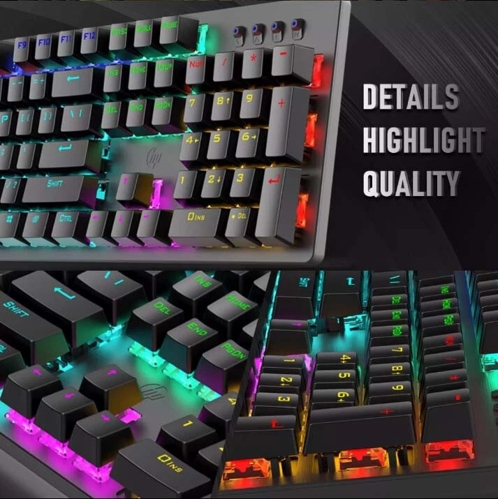 HP Mechanical Gaming Keyboard Wired RGB LED Backlit Game Keyboards For PC MAC - image 2 of 4
