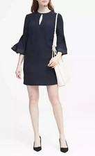 NEW Banana Republic Women Black Bell Sleeve Shift Dress Pockets Size 2P