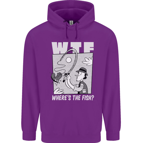 Wheres the Fish WTF Funny Fishing Fisherman Childrens Kids Hoodie - Picture 18 of 74