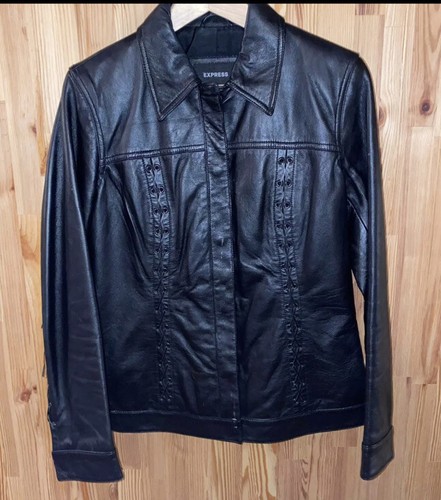 Black Leather Snap Jacket 