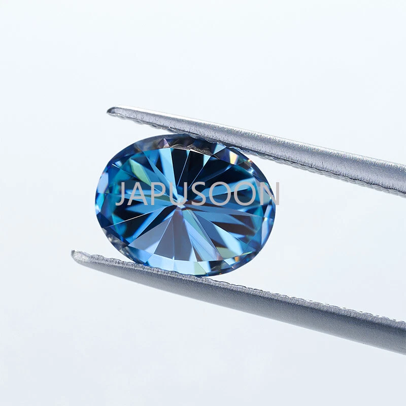 1~5ct VVS1 natural blue Oval Excellent Cut Moissanite Loose Gemstones & GRA  - Image 3 of 4